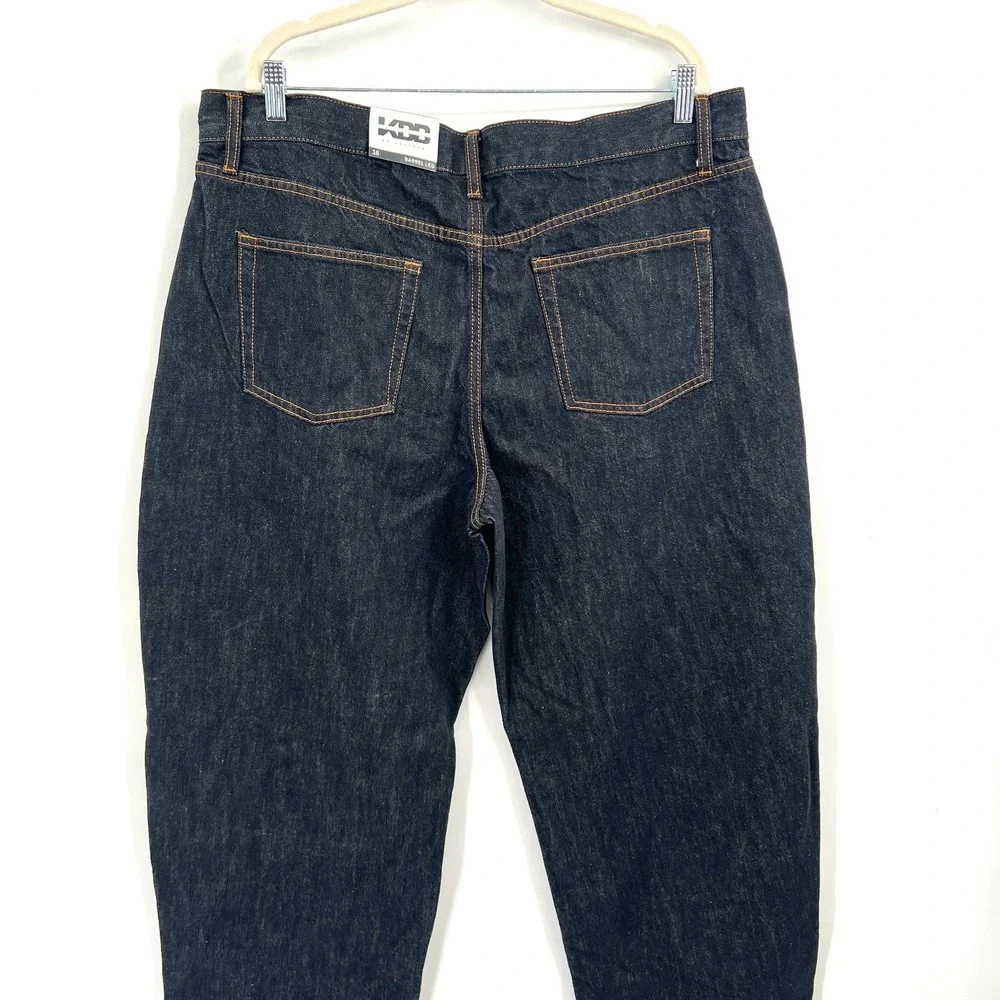 NEW KBB by Kahlana Barrel leg jeans dark indigo blue wash denim 16